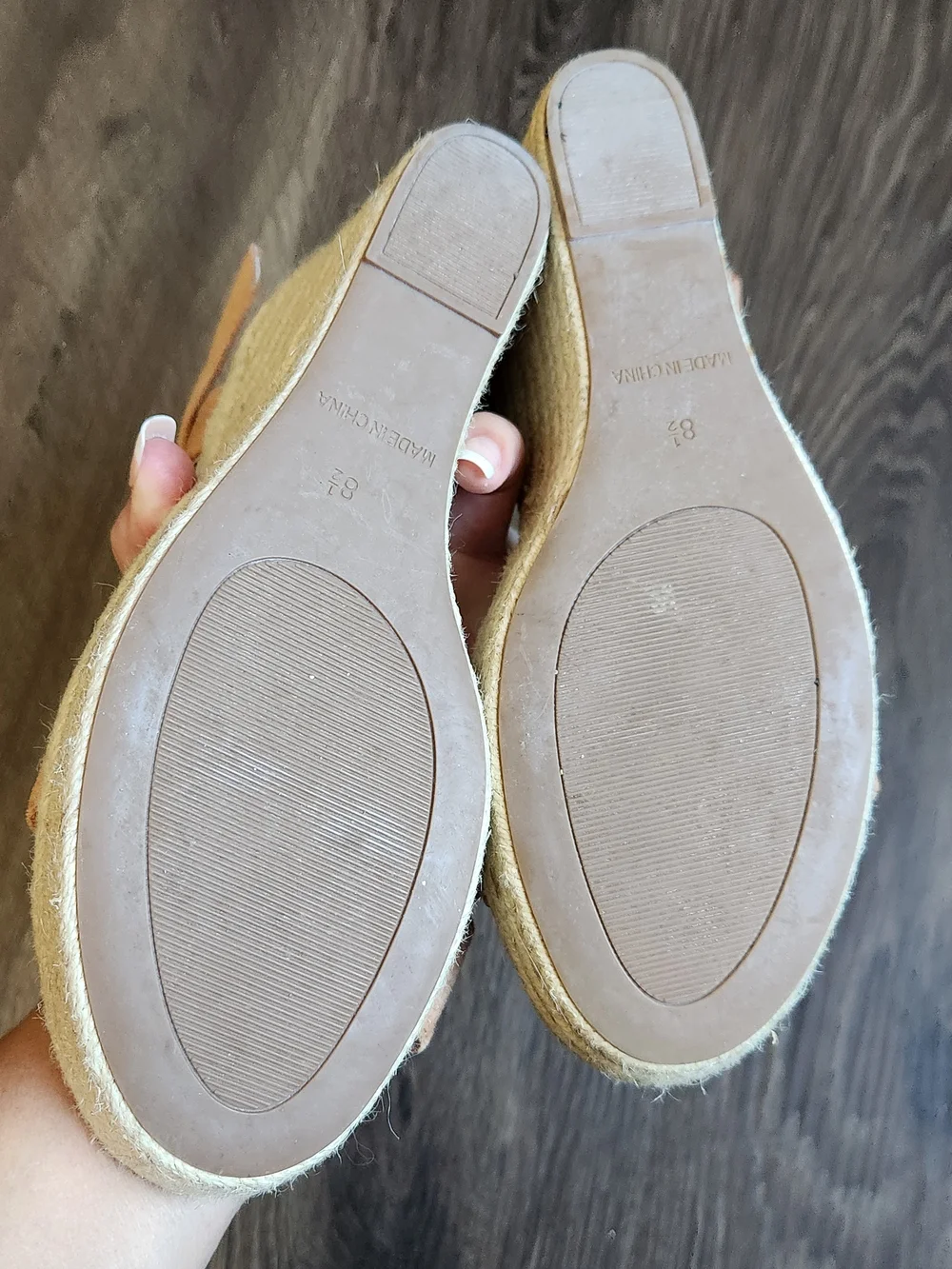 Suede Espadrille Wedge Sandals in Tan